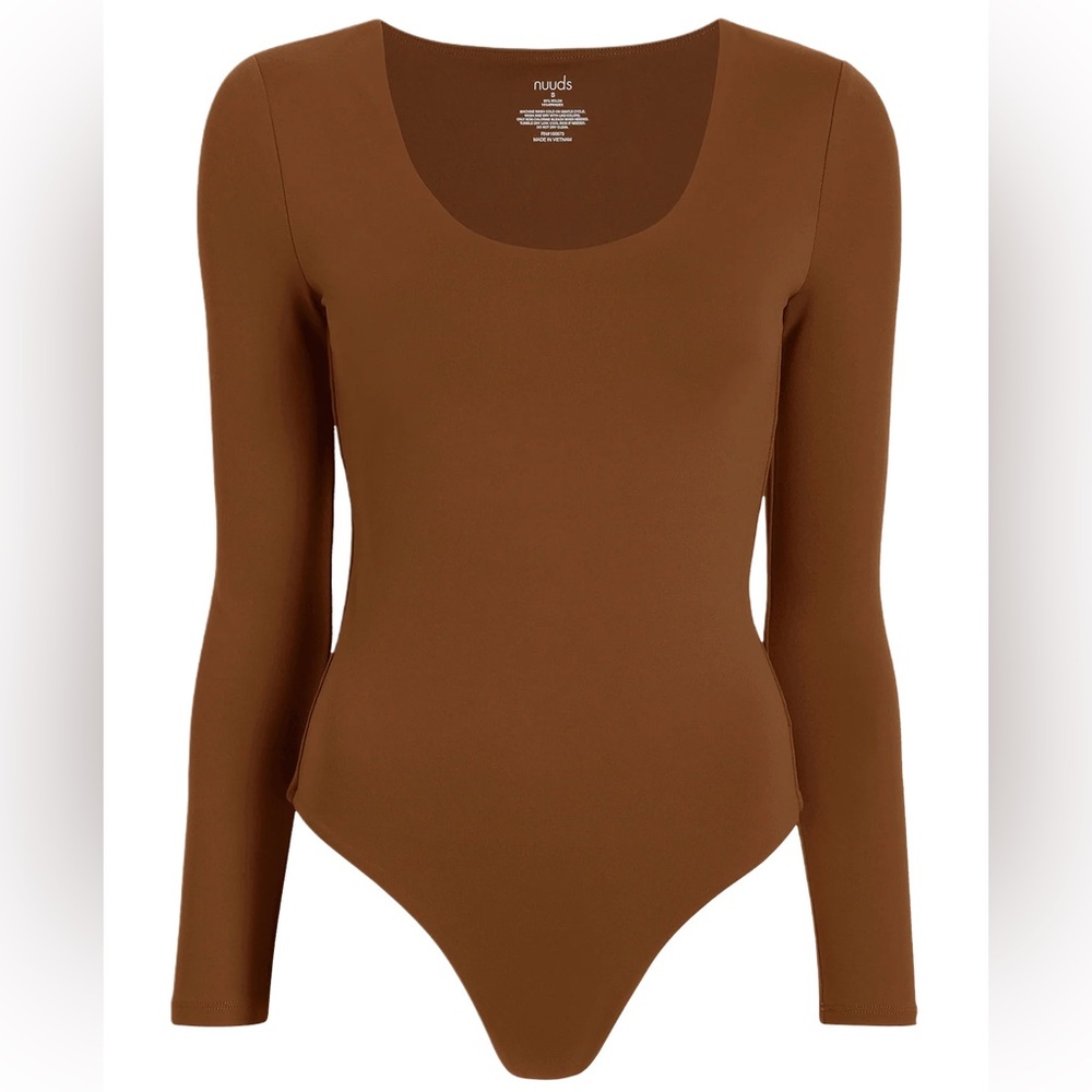 Nuuds | Chocolate Long Sleeve Scoop Neck Bodysuit Size Small